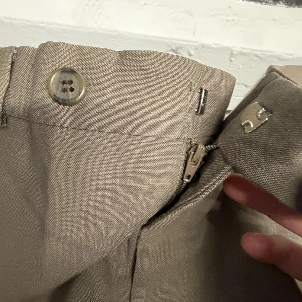Evan-Picone Dress Pants Mens 35x29 Beige Wool Pleated Classic Fit Office Wear